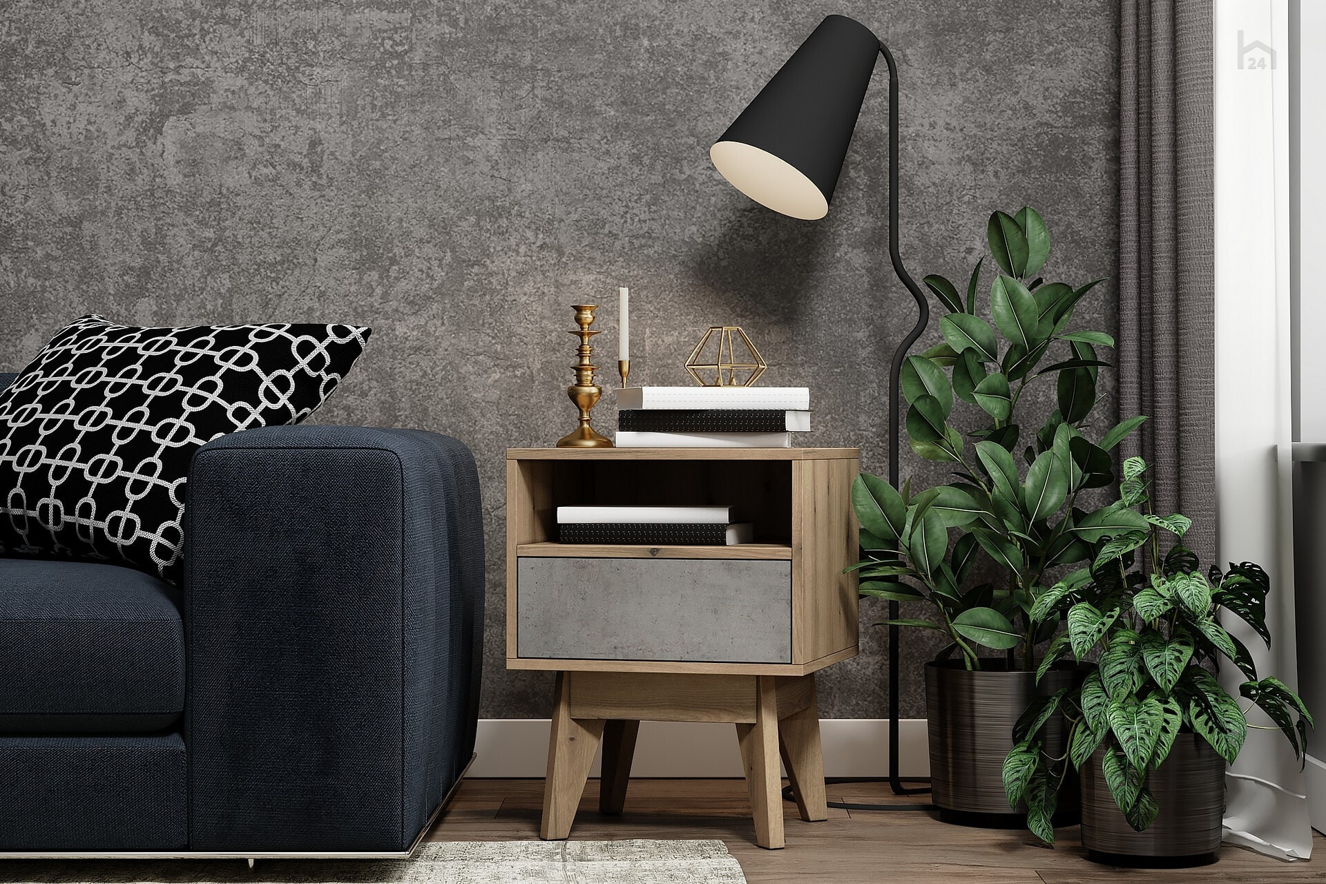 Журнальный Стол Хелен 2206.М1 Дуб Вотан, Бетон Чикаго В Москве За.