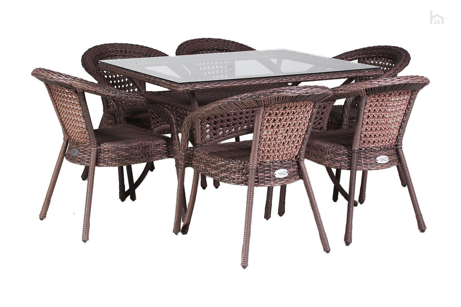  Комплект садовой мебели с прямоугольным столом Deco 6 KD6-503411200 Шоколад - фото товара 1 из 3