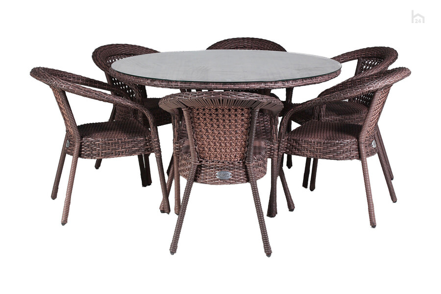  Комплект садовой мебели с круглым столом Deco 6 KD6-503411300 Шоколад - фото товара 1 из 3