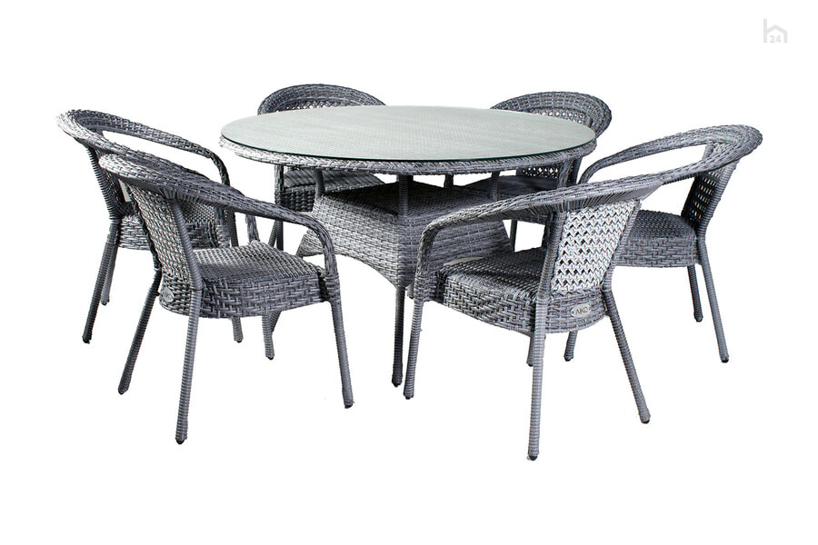  Комплект садовой мебели с круглым столом Deco 6 KD6-504511300 Серый - фото товара 1 из 3