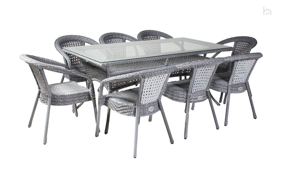  Комплект садовой мебели с прямоугольным столом Deco 8 KD8-504511800 Серый - фото товара 1 из 3