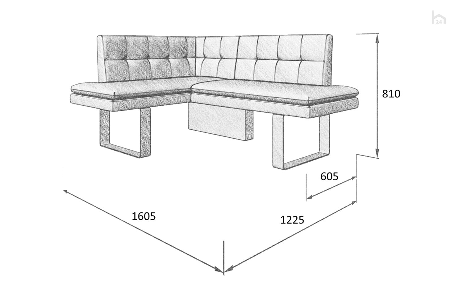 Угловой диван на кухню размеры