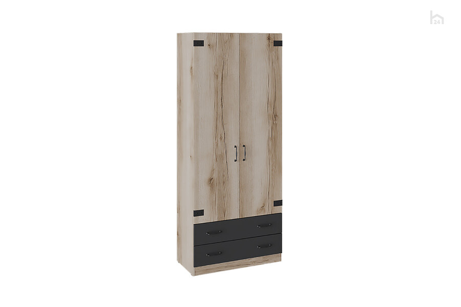  Шкаф распашной комбинированный для одежды Окланд Дуб Делано/Черный - фото товара 1 из 3
