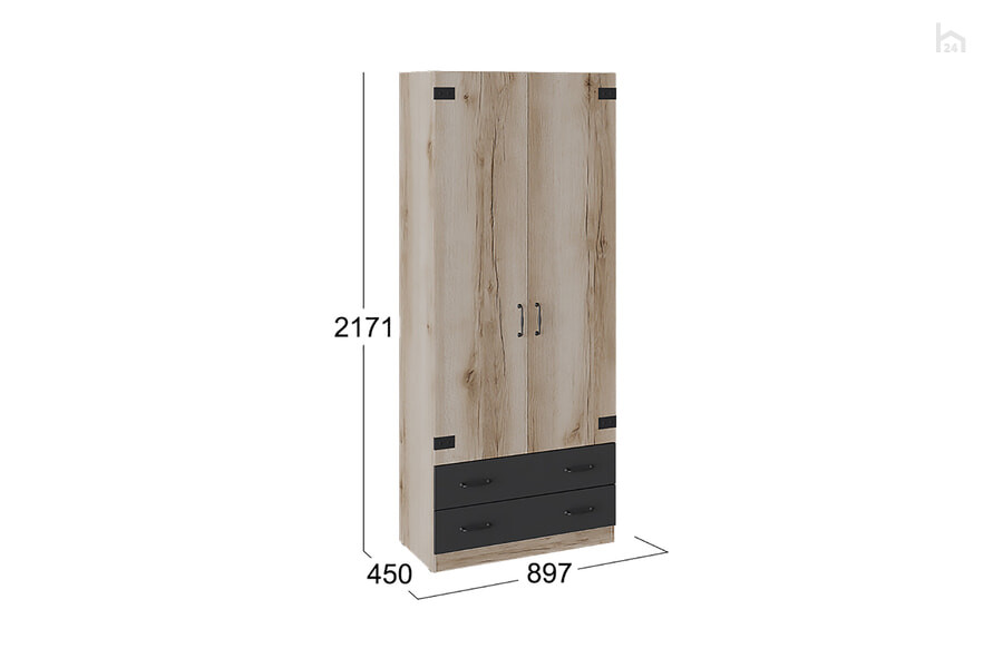 Шкаф распашной комбинированный для одежды Окланд - фото товара 3 из 6