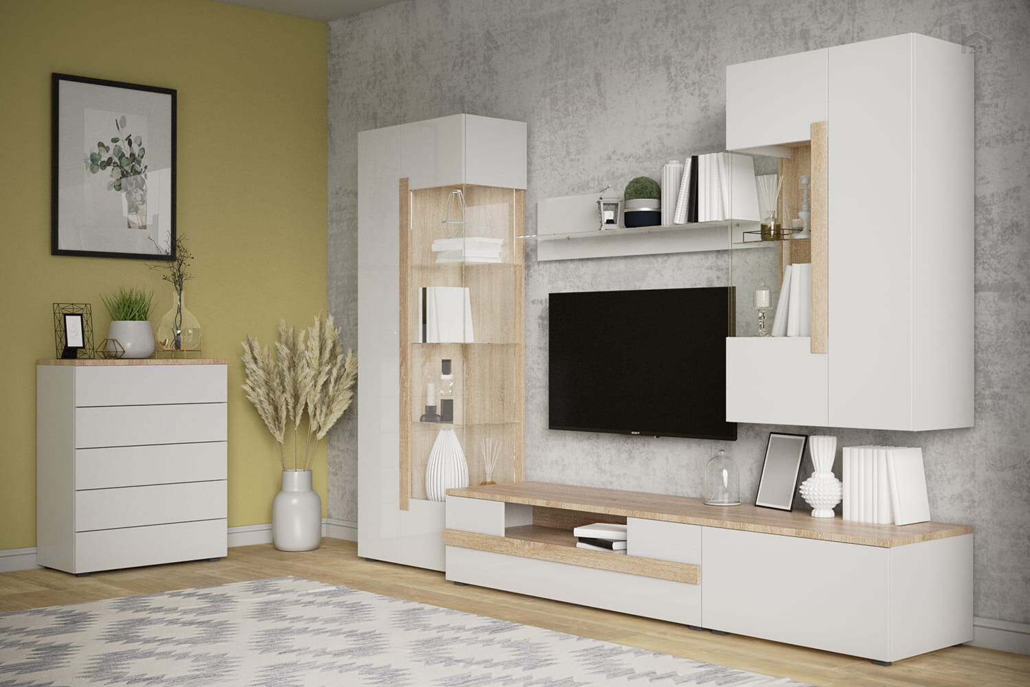 Прикроватная Тумба Куба Белый Матовый, Дуб Сонома - Купить По.