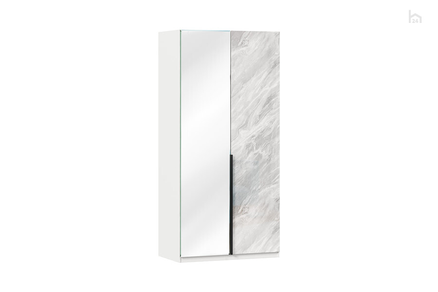  Шкаф распашной двустворчатый с зеркальной дверью Норд Белый/Статуарио - фото товара 1 из 3