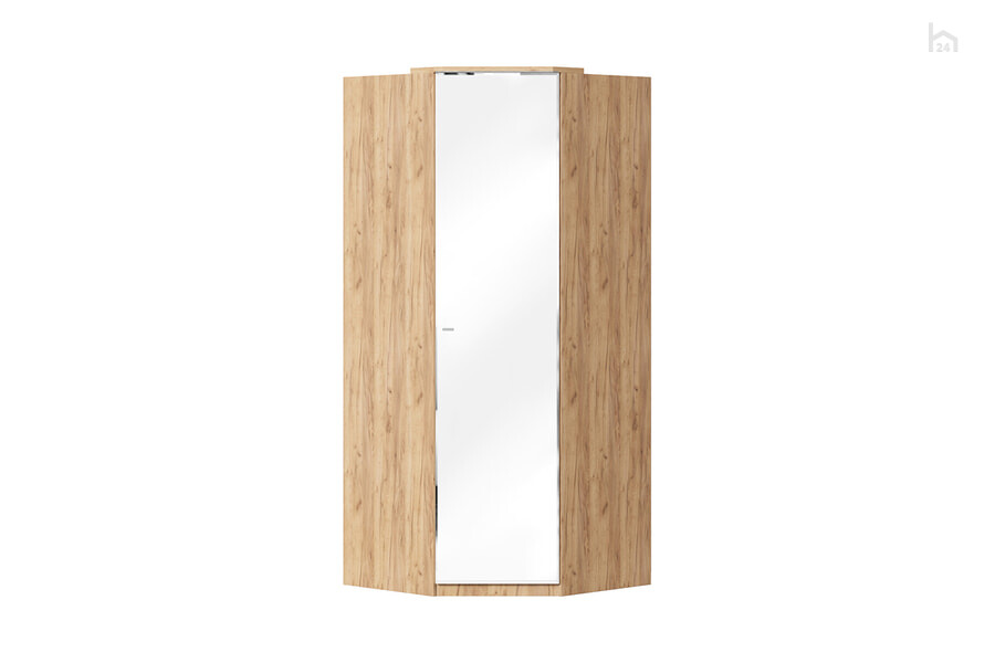  Шкаф угловой 45 с зеркальной дверью Фиджи Дуб золотой/Белый - фото товара 1 из 3