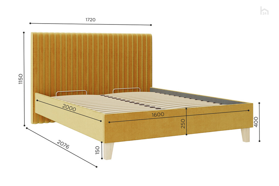 Кровать двуспальная 1600 с подъемным механизмом Бари - фото товара 7 из 8