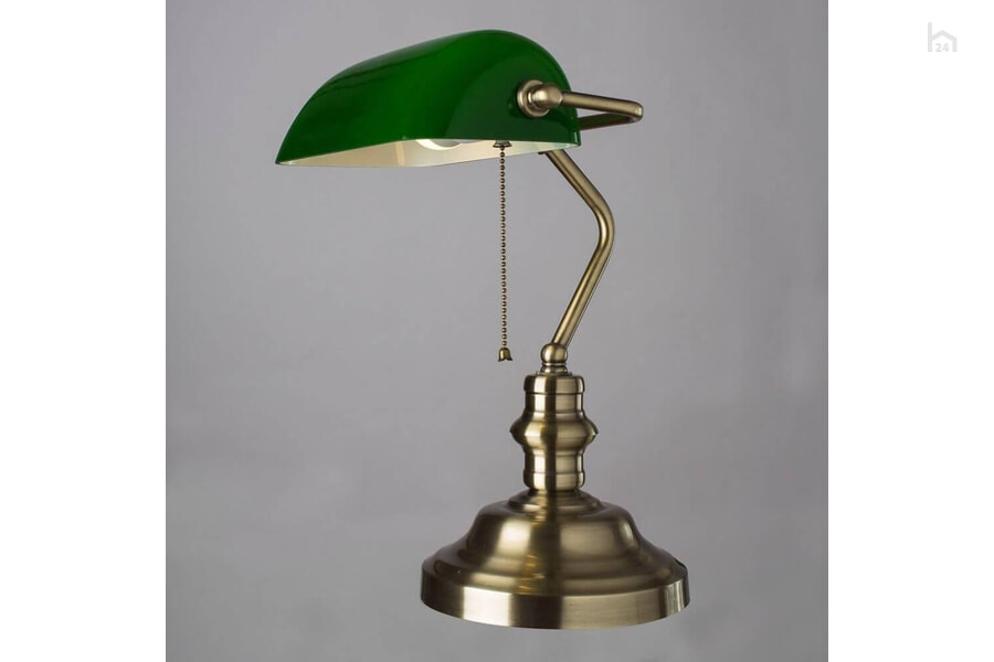  Настольная лампа Arte Lamp Banker A2492LT-1AB Бронза/Зеленый - фото товара 2 из 3