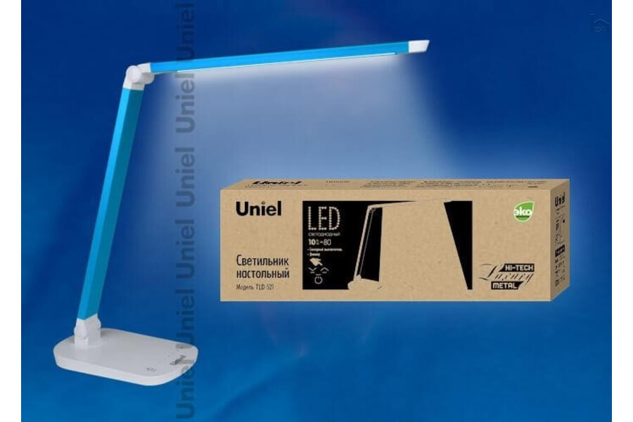  Настольная лампа Uniel TLD-521 Blue/LED/800Lm/5000K/Dimmer 10084 Голубой/Белый - фото товара 2 из 2