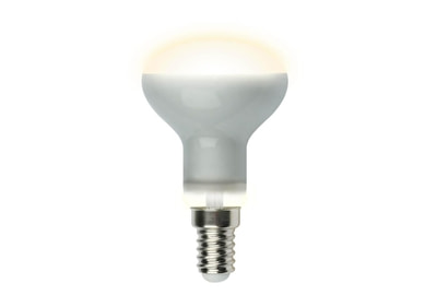 Лампа светодиодная рефлекторная Uniel E14 6W 3000K матовая LED-R50-6W/WW/E14/FR PLS02WH UL-00001491 - фото товара 1 из 2