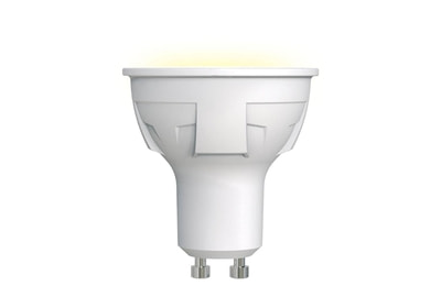 Лампа светодиодная Uniel GU10 6W 3000K матовая LED-JCDR 6W/WW/GU10/FR PLP01WH UL-00002423 - фото товара 1 из 2