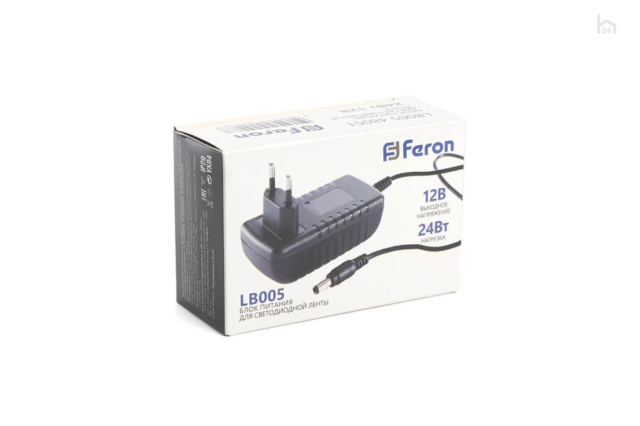  Блок питания для светодиодной ленты Feron LB005 12V 24W IP20 2A 48051 Черный - фото товара 2 из 3