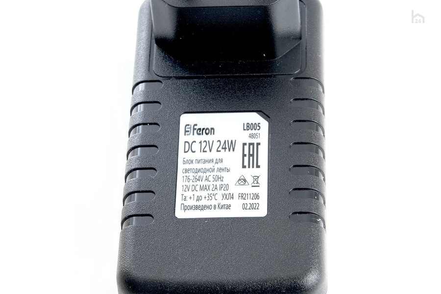Блок питания для светодиодной ленты Feron LB005 12V 24W IP20 2A 48051 - фото товара 1823505 из 4