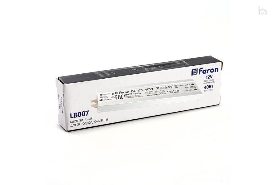  Блок питания для светодиодной ленты Feron LB007 12V 40W IP67 3,3A 48054 Черный - фото товара 2 из 3