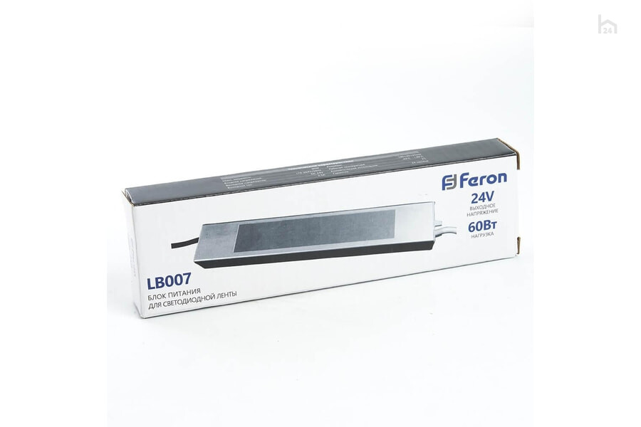 Блок питания для светодиодной ленты Feron LB007 12V 60W IP67 2,5A 48057 - фото товара 1823537 из 4