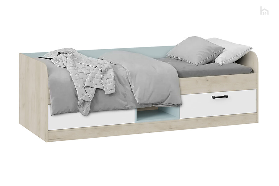  Кровать детская комбинированная тип 1 Оливер Дуб Крафт серый/Белый/Серо-голубой - фото товара 1 из 3