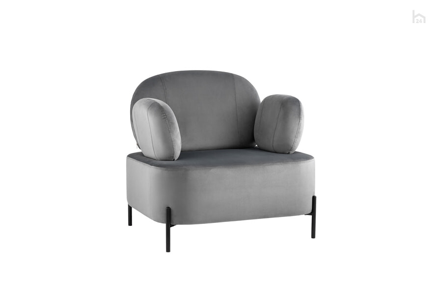  Кресло мягкое с подлокотниками Кэнди Велюр серый - фото товара 1 из 3