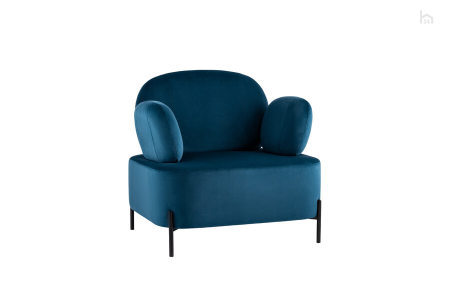  Кресло мягкое с подлокотниками Кэнди Велюр синий - фото товара 1 из 3