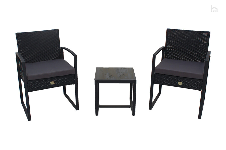  Комплект садовой мебели Фрост Искусственный ротанг черный/Ткань темно-серая - фото товара 1 из 1