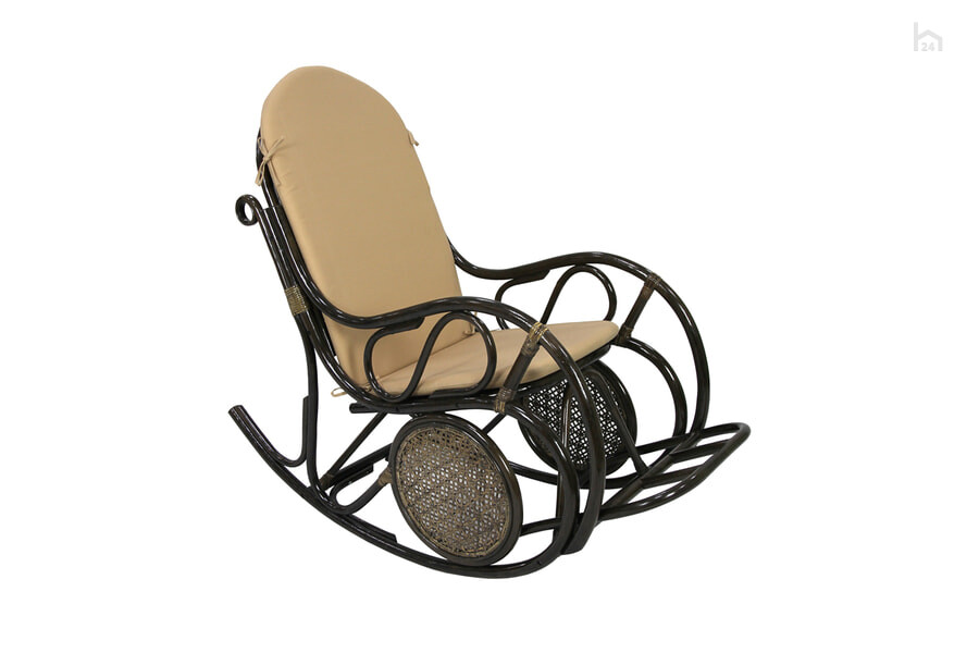  Кресло-качалка Сантьяго Ткань бежевая/Ротанг коричневый - фото товара 1 из 3