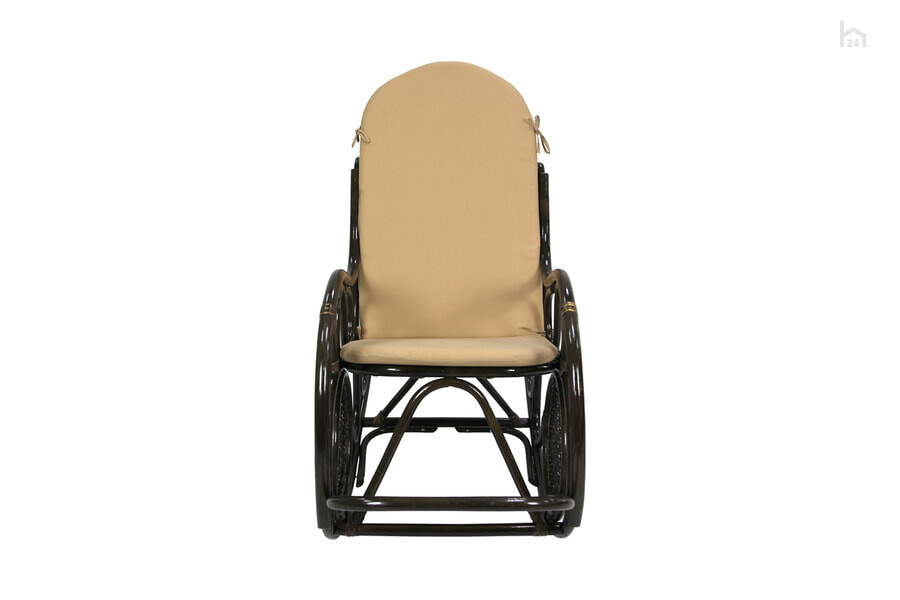  Кресло-качалка Сантьяго Ткань бежевая/Ротанг коричневый - фото товара 2 из 3