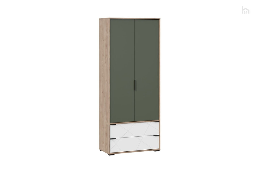 Шкаф распашной комбинированный для одежды Лео Гикори джексон/Белый матовый/Дымчатый зеленый - фото товара 1 из 3