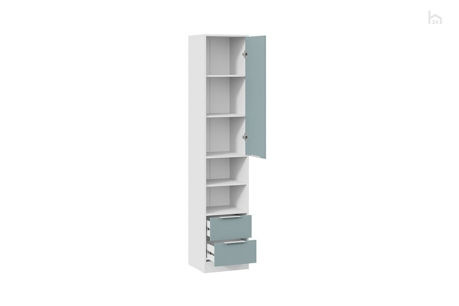  Шкаф распашной комбинированный Марли Белый/Серо-голубой - фото товара 2 из 3